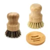 Bamboo Dish Scrub Brush with Soap Dish